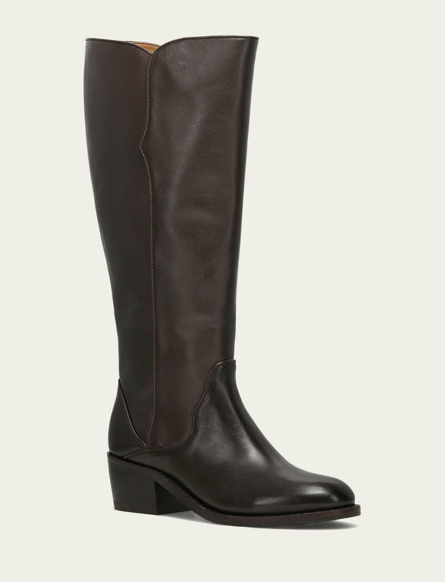 Women's Dark Brown Carson 2 Piping Tall Wide Calf Boot