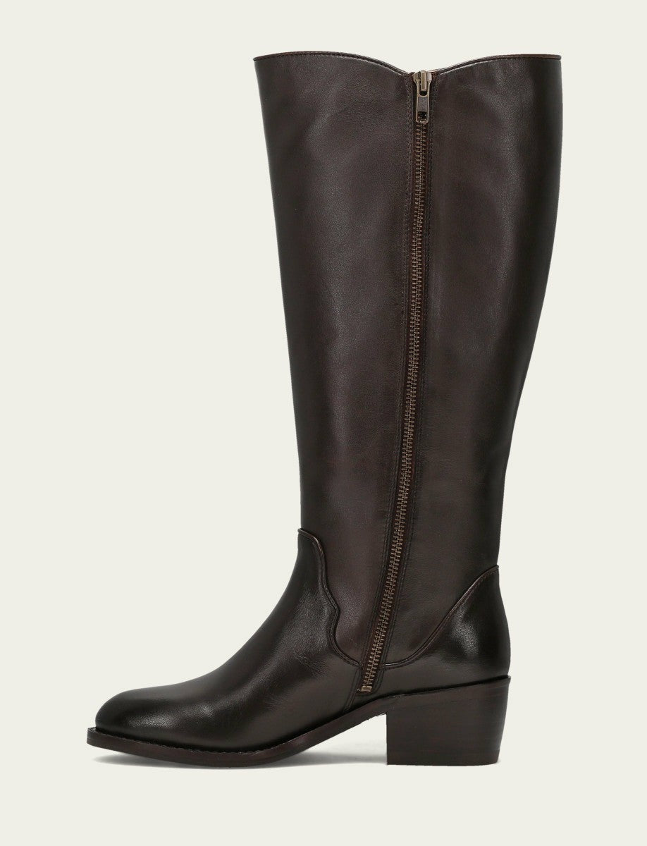 Women's Dark Brown Carson 2 Piping Tall Wide Calf Boot