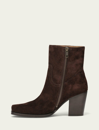 Women's Chocolate Suede Shiloh Zip Bootie