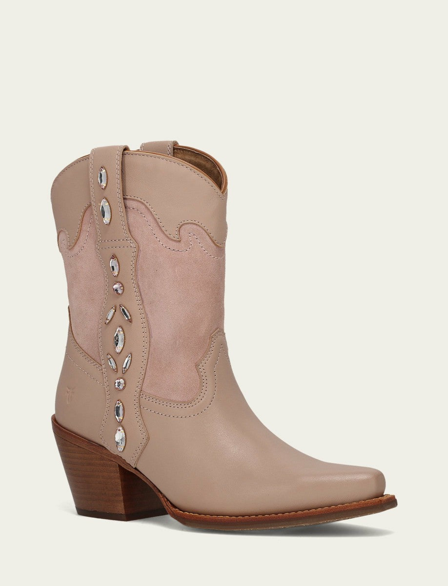 Women’s Rosa Leather Laila Short Rhinestone Booties