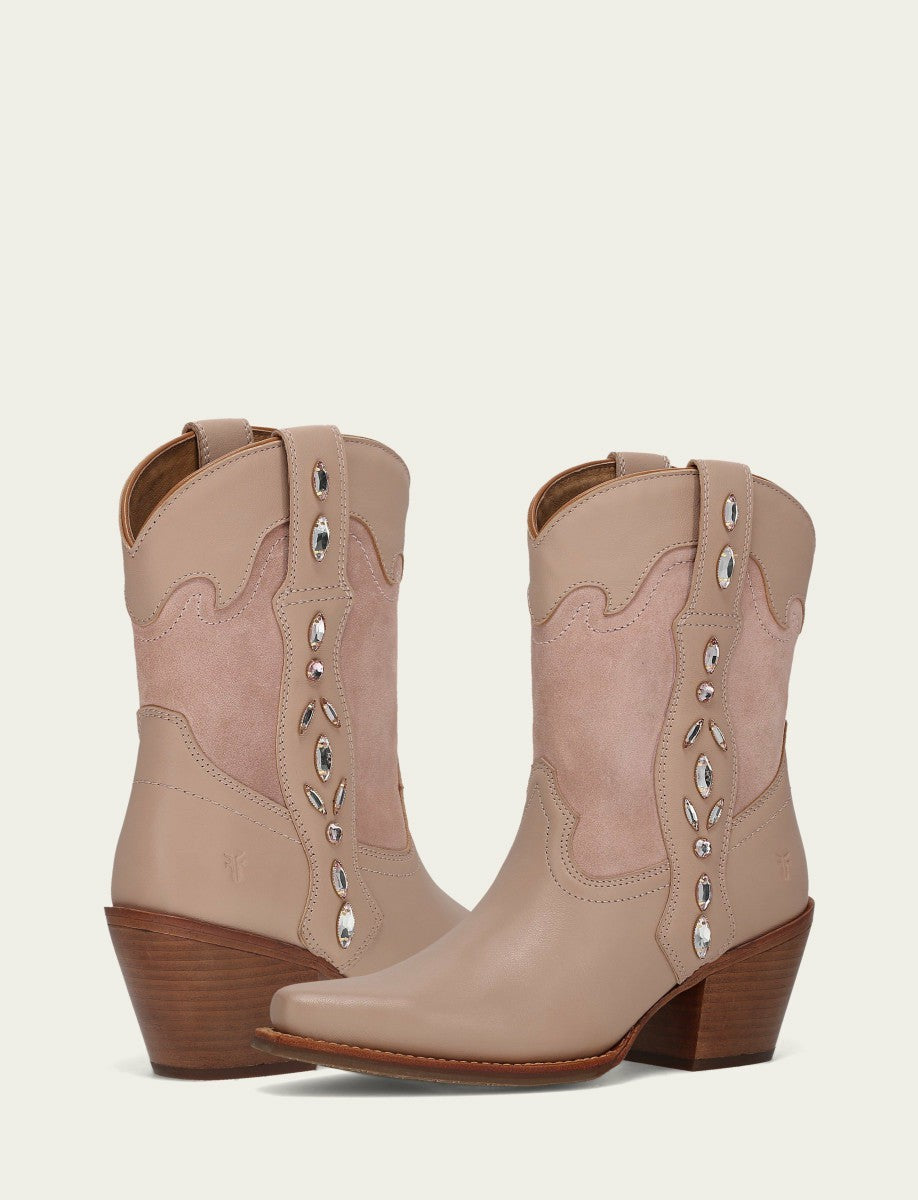 Women’s Rosa Leather Laila Short Rhinestone Booties
