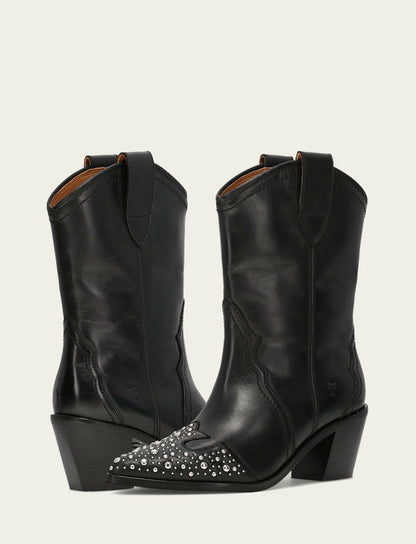 Women's Black Sara Wingtip Stud Boot