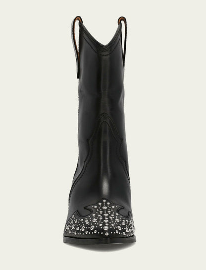 Women's Black Sara Wingtip Stud Boot