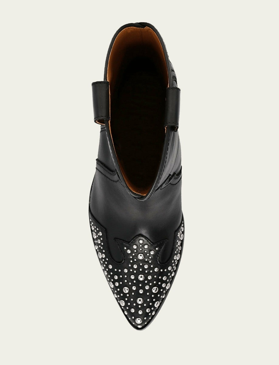 Women's Black Sara Wingtip Stud Boot