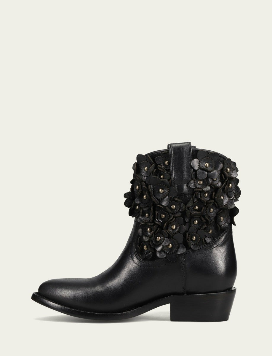 Women's Black Billy Flower Bootie