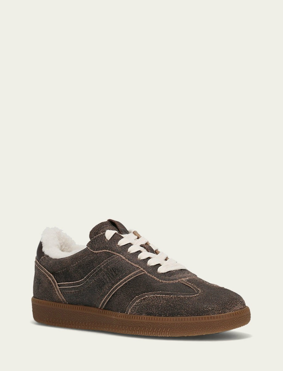Women's Dark Truffle Milly Low Lace Shearling Sneaker