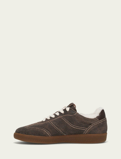 Women's Dark Truffle Milly Low Lace Shearling Sneaker