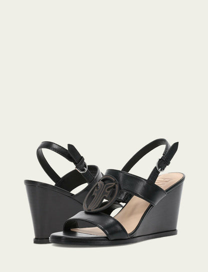 Women's Black Rachel Logo Sandals