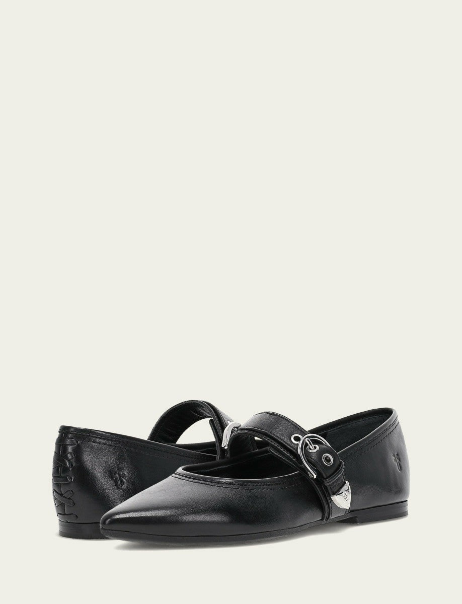 Women’s Black Heather Buckle Mary Jane Flats
