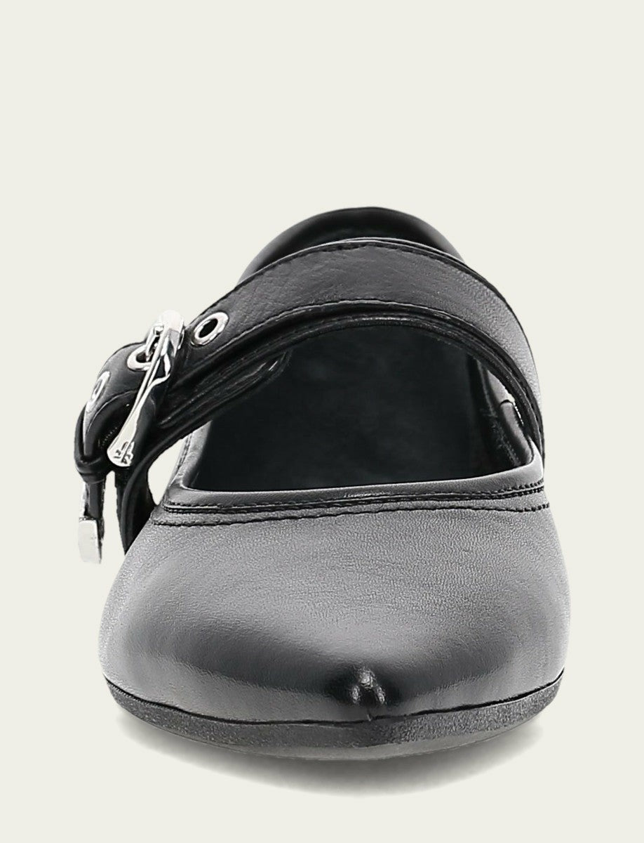 Women’s Black Heather Buckle Mary Jane Flats