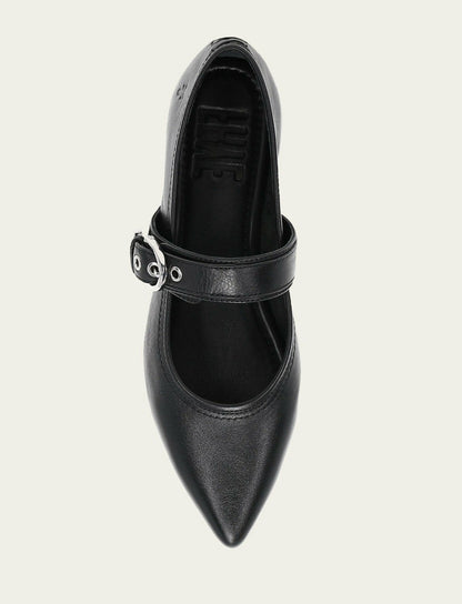 Women’s Black Heather Buckle Mary Jane Flats
