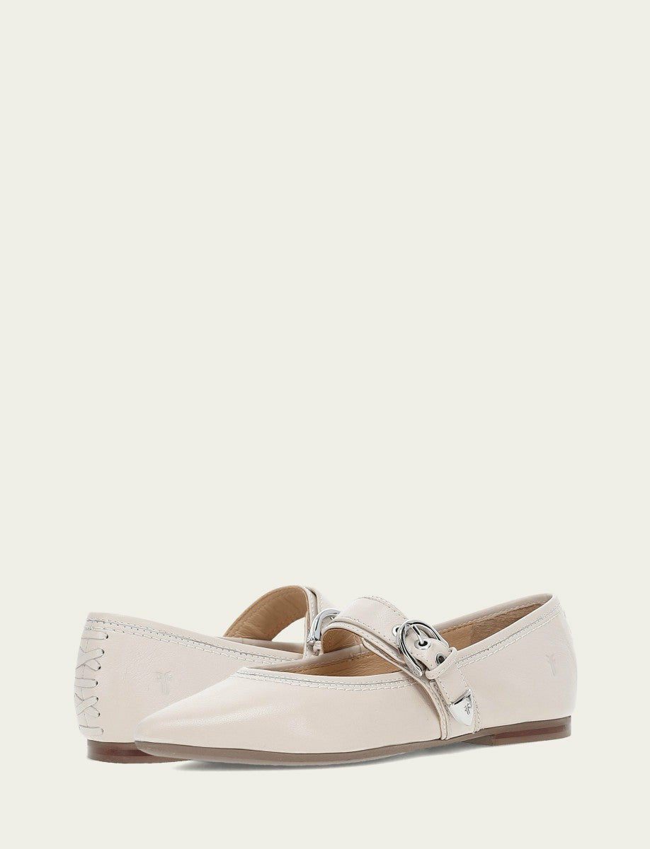 Women's Ivory Heather Buckle Mary Jane Flats