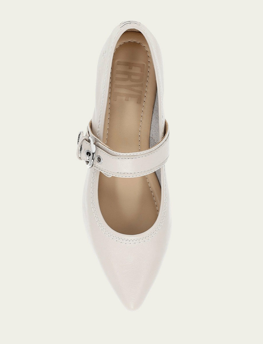 Women's Ivory Heather Buckle Mary Jane Flats