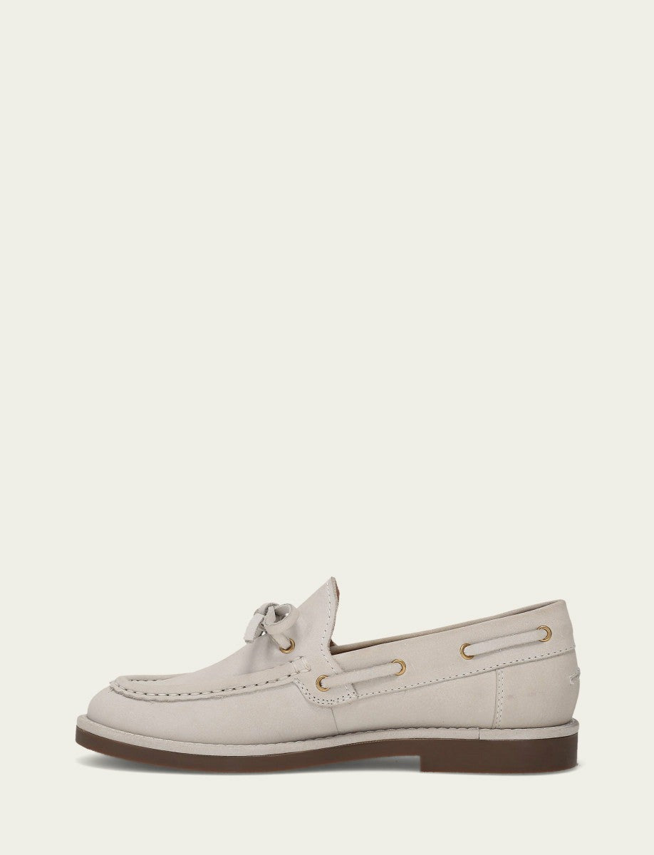 Women’s Ivory Leather Harper One Eye Tie Boat Shoes