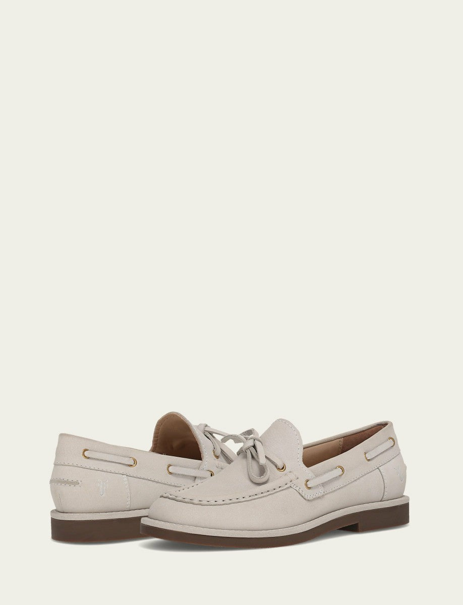 Women’s Ivory Leather Harper One Eye Tie Boat Shoes