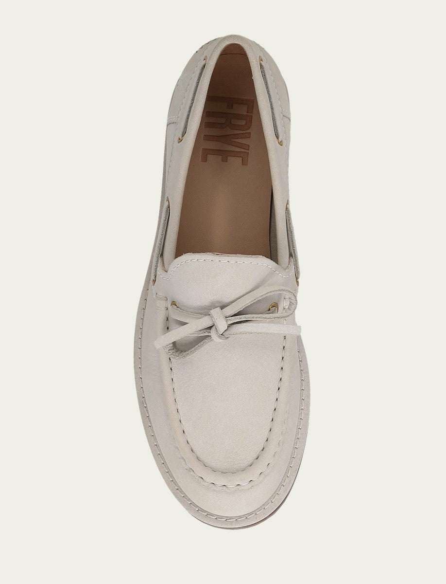 Women’s Ivory Leather Harper One Eye Tie Boat Shoes