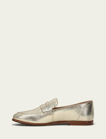 Women’s Light Gold Faith Metallic Leather Loafers