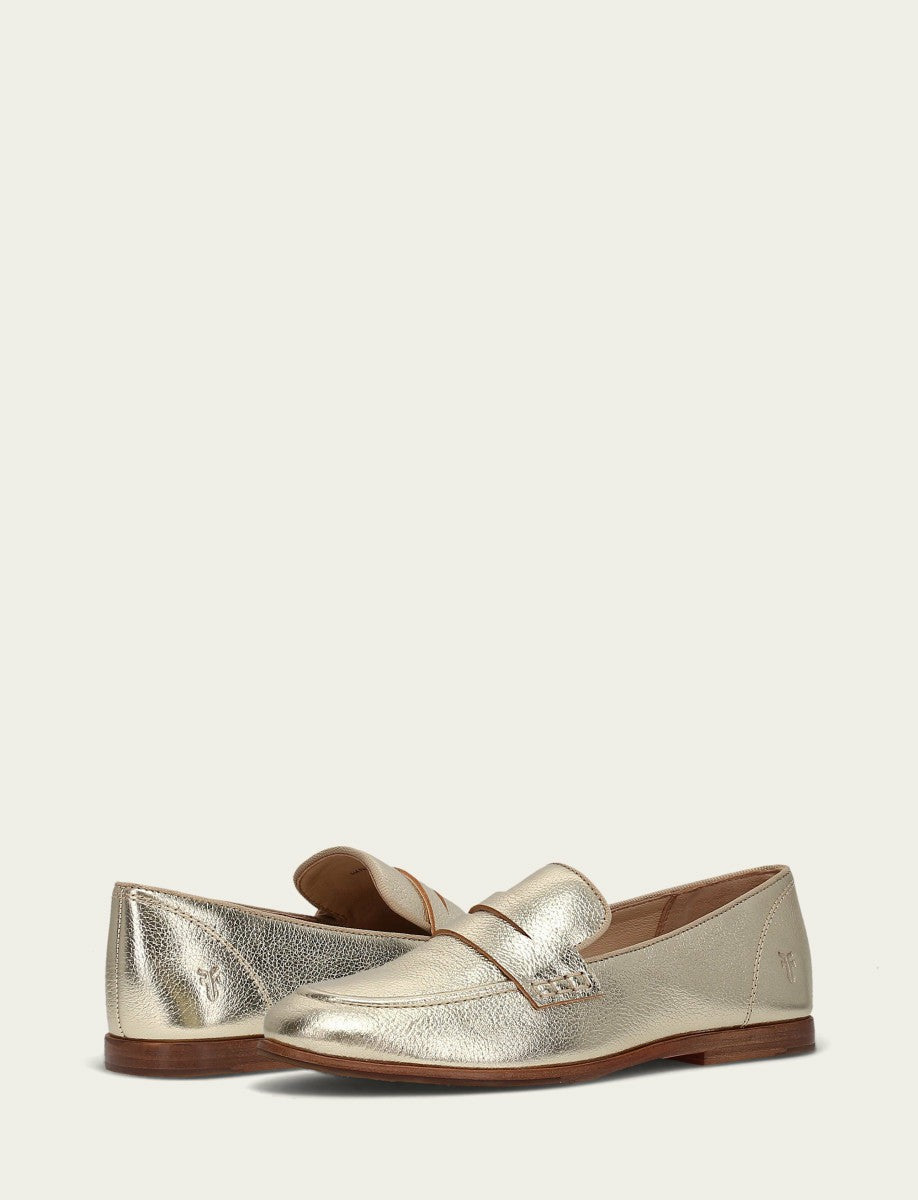 Women’s Light Gold Faith Metallic Leather Loafers