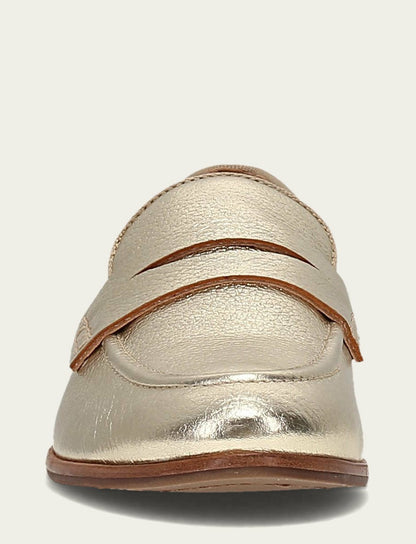 Women’s Light Gold Faith Metallic Leather Loafers