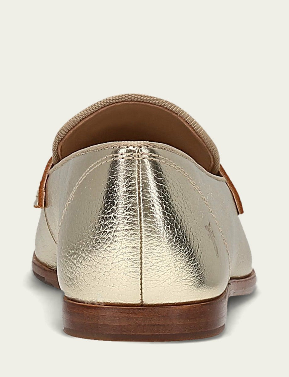 Women’s Light Gold Faith Metallic Leather Loafers