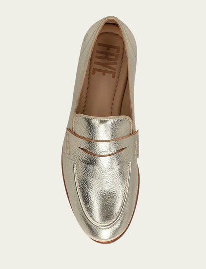 Women’s Light Gold Faith Metallic Leather Loafers