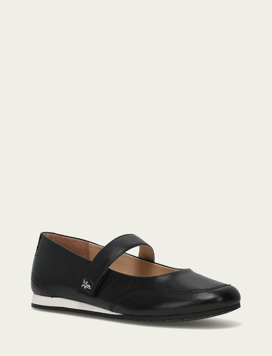 Women’s Black Sofie Mary Jane Scrunch Leather Flats