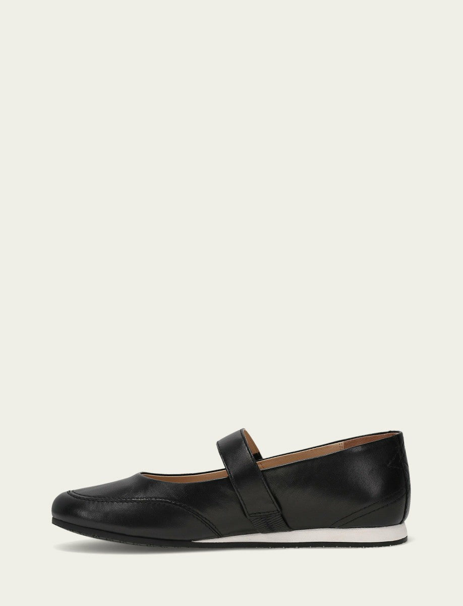 Women’s Black Sofie Mary Jane Scrunch Leather Flats