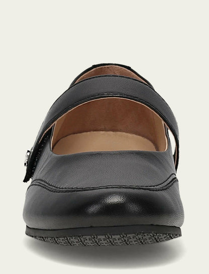 Women’s Black Sofie Mary Jane Scrunch Leather Flats