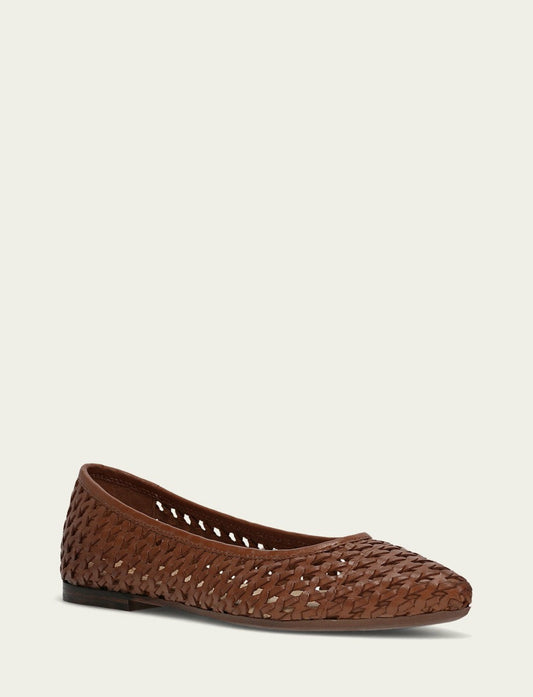 Women’s Cinnamon Leather Heather Woven Ballet Flats
