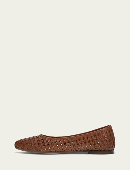 Women’s Cinnamon Leather Heather Woven Ballet Flats