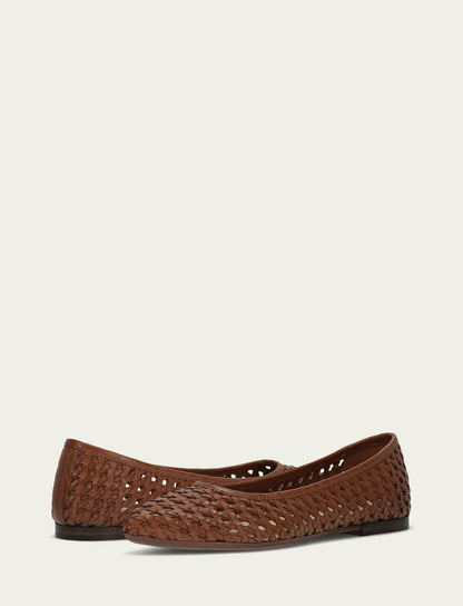 Women’s Cinnamon Leather Heather Woven Ballet Flats