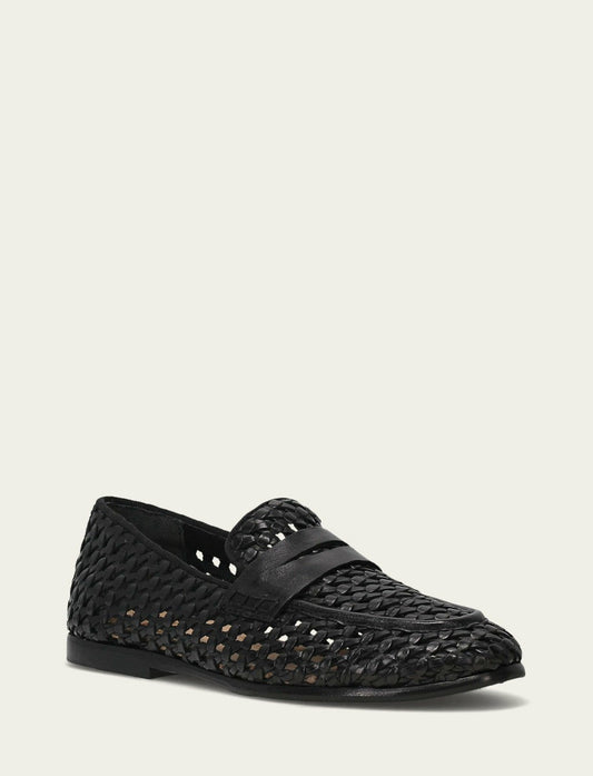 Women’s Black Faith Woven Leather Loafers