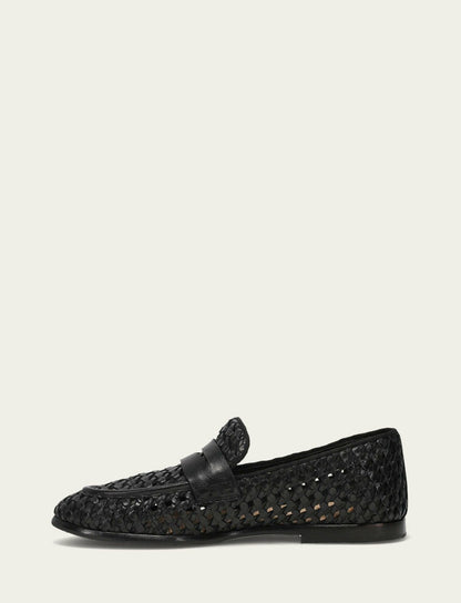 Women’s Black Faith Woven Leather Loafers