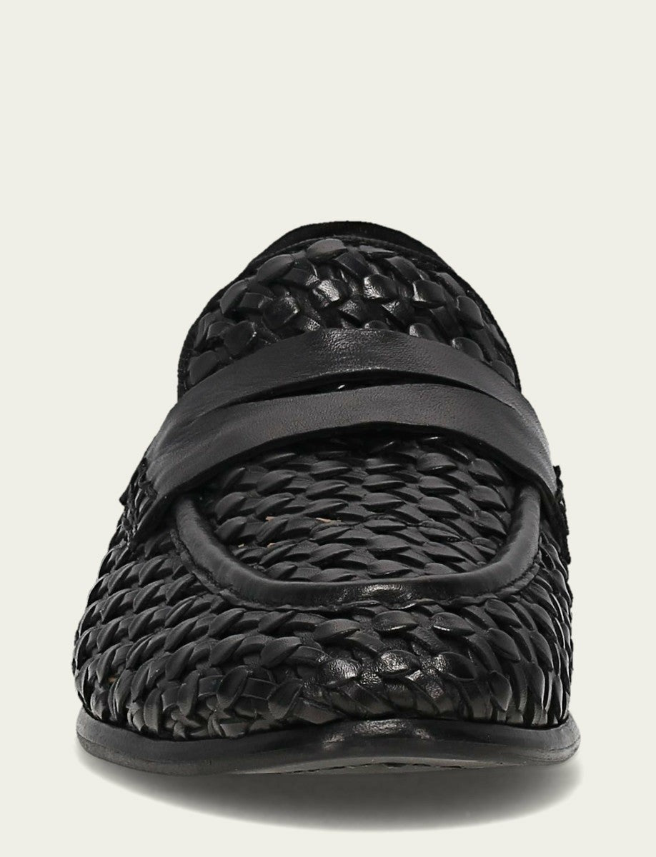 Women’s Black Faith Woven Leather Loafers
