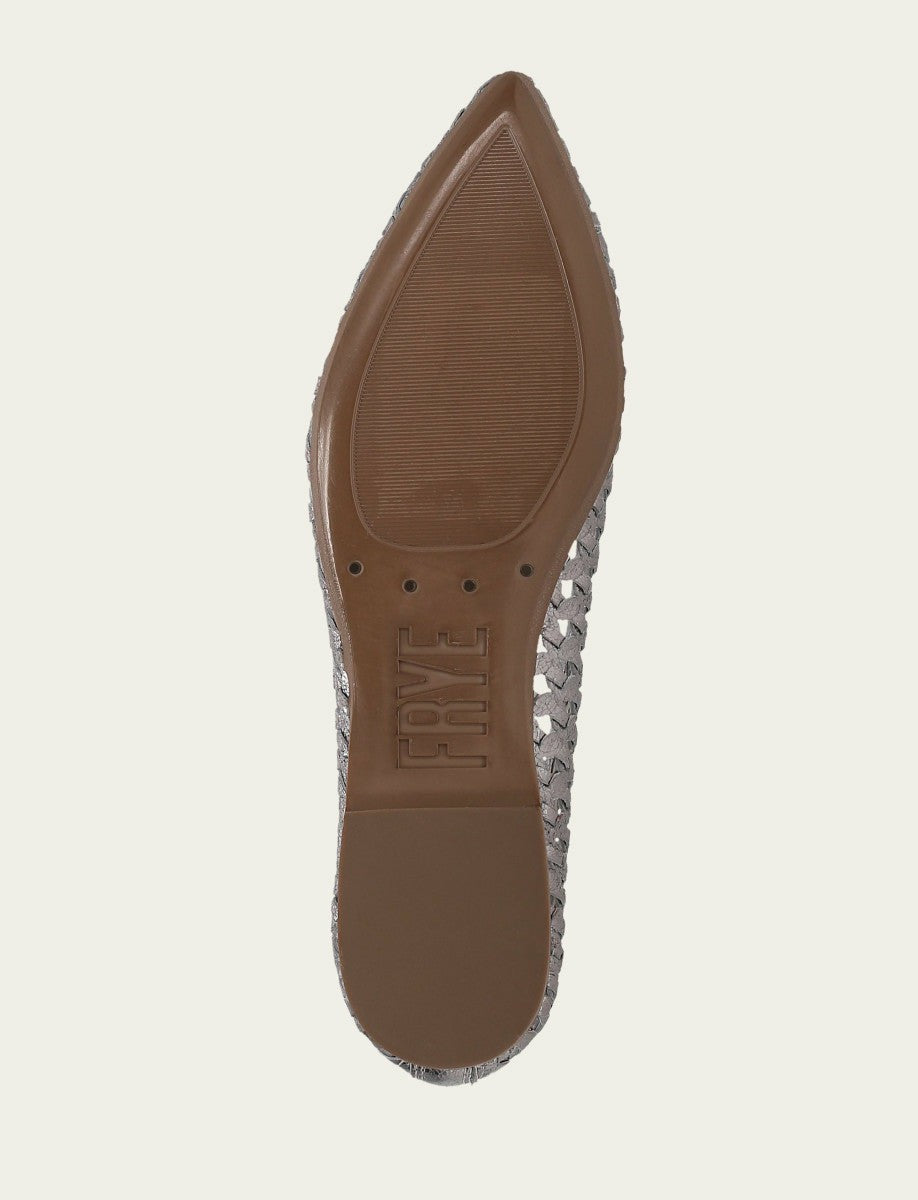 Women’s Platinum Metallic Leather Heather Woven Ballet Flats