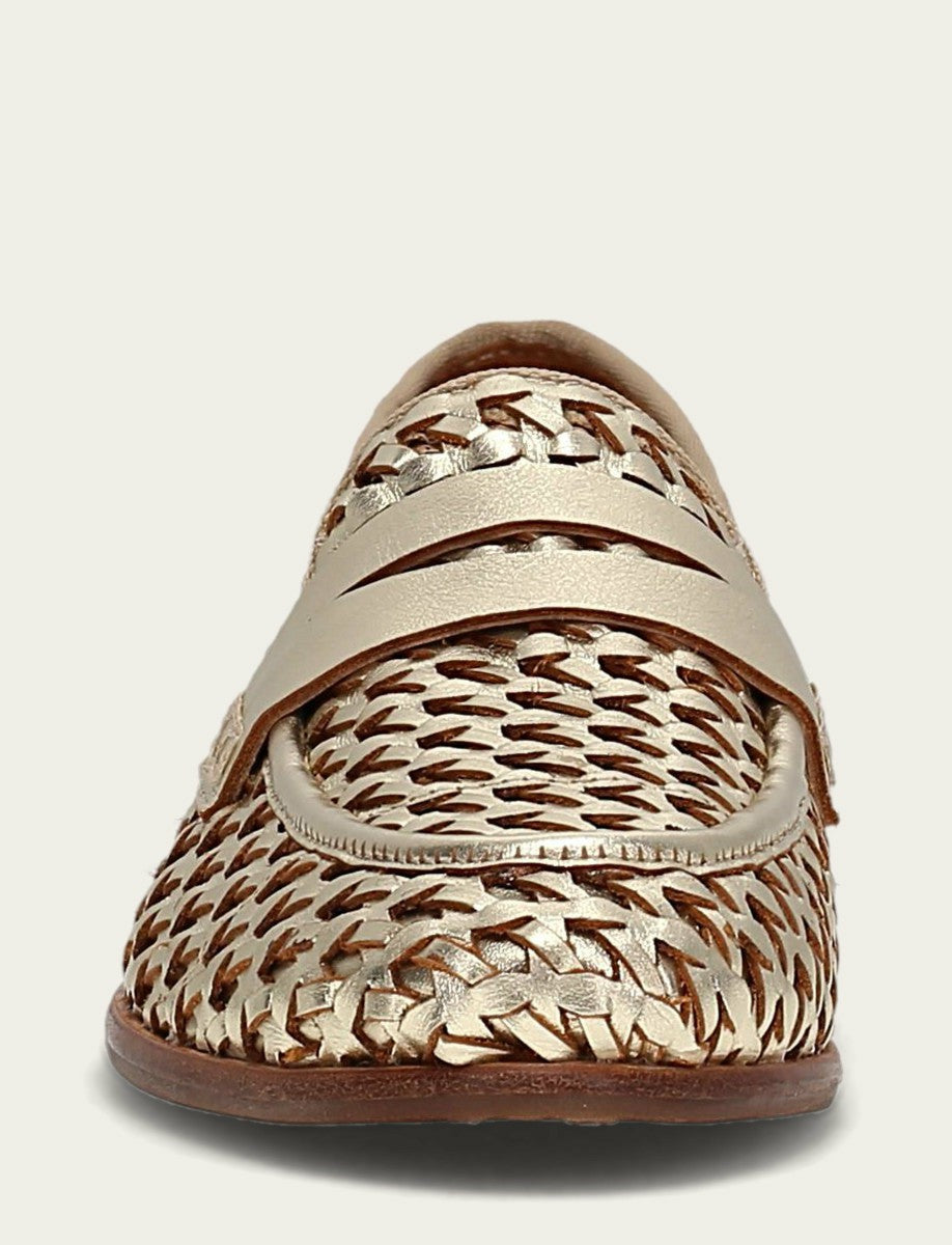 Women’s Gold Metallic Faith Woven Leather Loafers