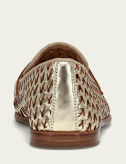 Women’s Gold Metallic Faith Woven Leather Loafers