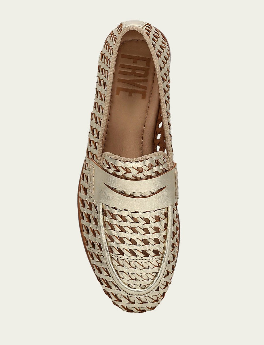 Women’s Gold Metallic Faith Woven Leather Loafers