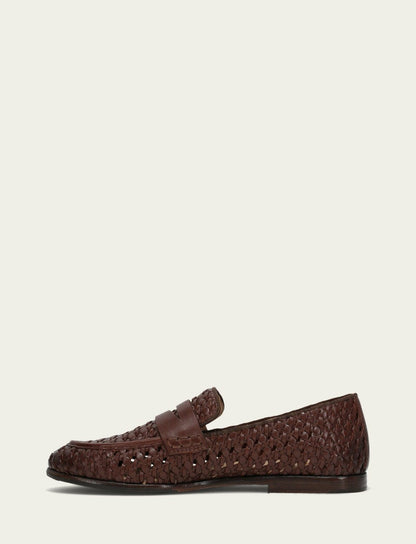 Women’s Dark Brown Faith Woven Leather Loafers