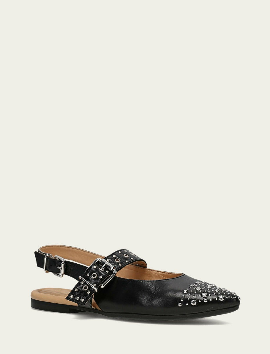Women's Black Heather Slingback Studded Shoe