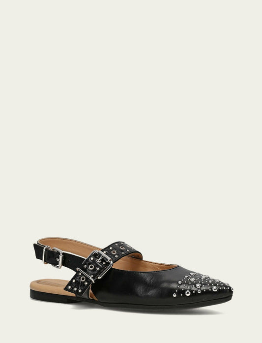 Women's Black Heather Slingback Studded Shoe