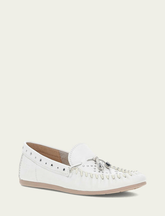 Women's White Naya Stud Moc Loafers