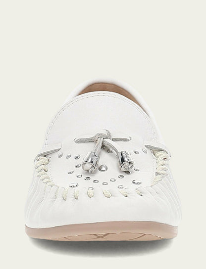 Women's White Naya Stud Moc Loafers