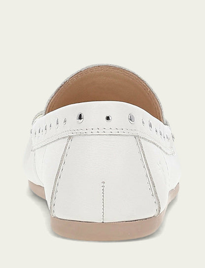 Women's White Naya Stud Moc Loafers