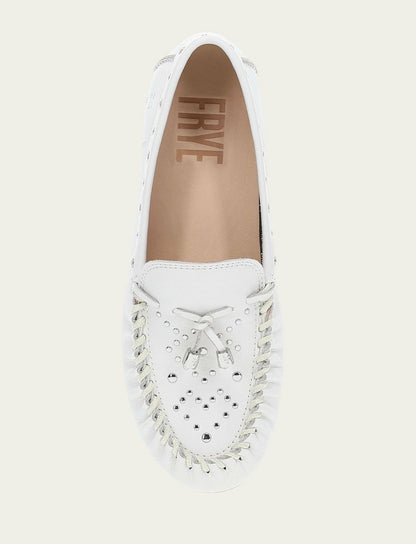 Women's White Naya Stud Moc Loafers
