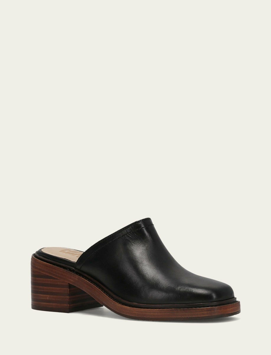 Women's Black Vintage Leather Kate Mules