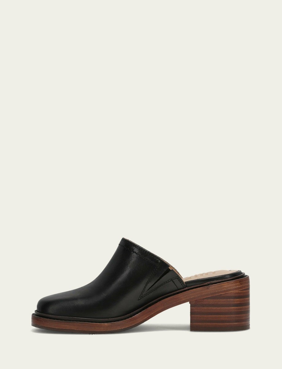 Women's Black Vintage Leather Kate Mules