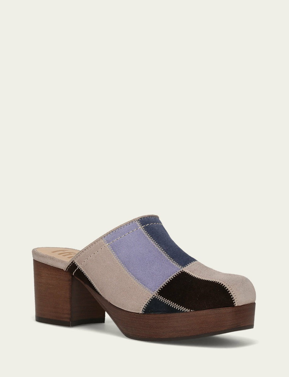 Women's Blue Multi Patchwork Campus Clog