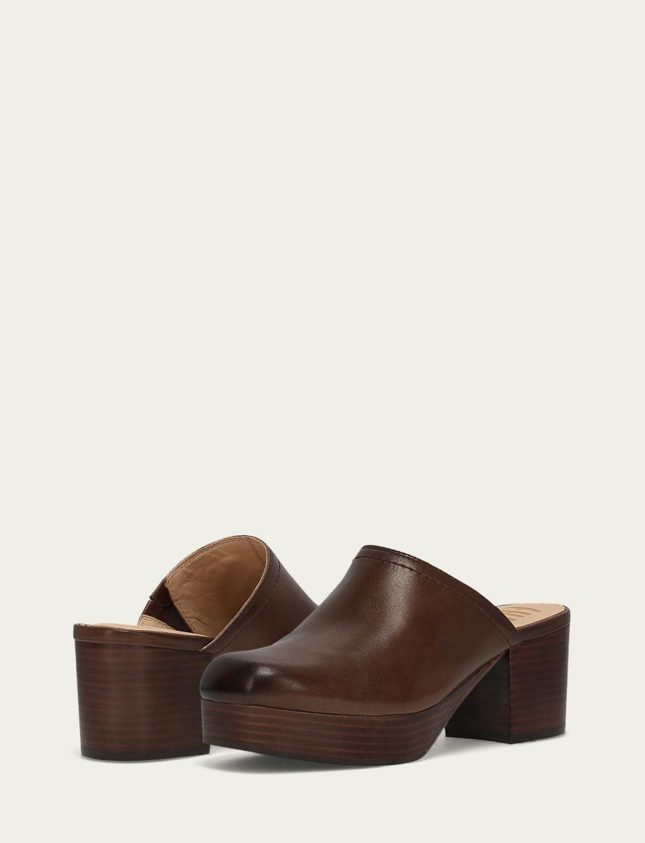 Women's Brown Leather Campus Clog