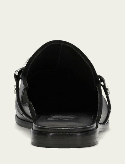 Women's Black Faith Chain Leather Mules
